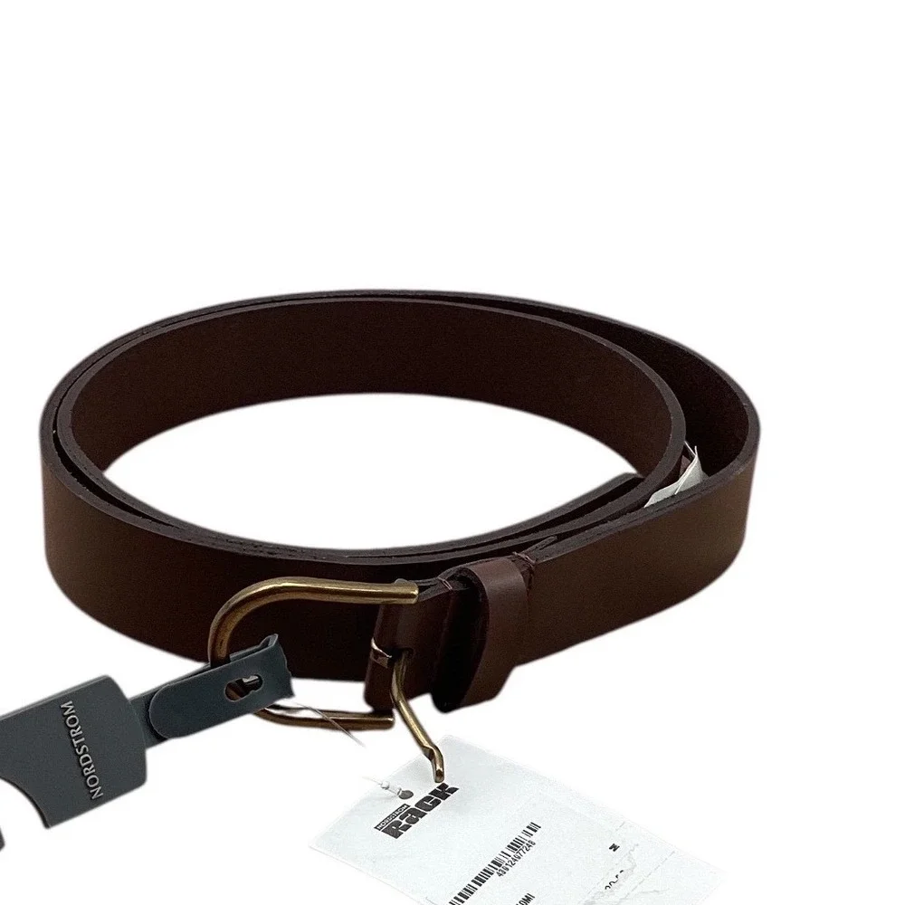 Nordstrom Rack Mens Brown Genuine Leather Belt Brass Buckle XXL PHD-14020 New